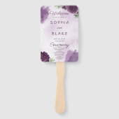 Donkerpaarse Rozen Gotisch Huwelijksprogramma Bloe Handwaaier (Voorkant)