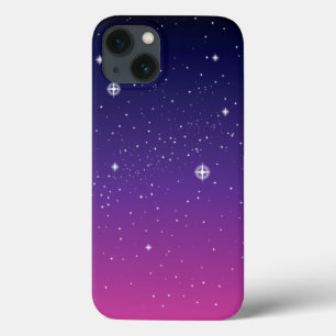 Donkerpaarse sterrenhemel iPhone 13 hoesje