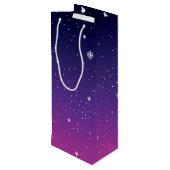 Donkerpaarse sterrenhemel wijn cadeautas (Achterkant Gekanteld)