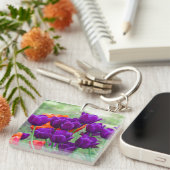 Donkerpaarse tulpen legpuzzel sleutelhanger (Voorkant Rechts)