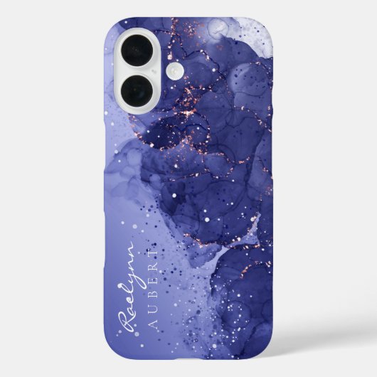 Donkerpaarse Waterverf Ink Glitter Case-Mate iPhone Case (Achterkant)
