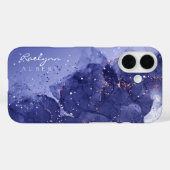 Donkerpaarse Waterverf Ink Glitter Case-Mate iPhone Case (Achterkant (horizontaal))