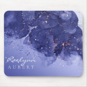 Donkerpaarse Waterverf Ink Glitter Muismat (Voorkant)