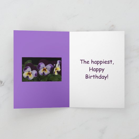 Donkerpaarse Witte Pansies Kaart (Binnen)