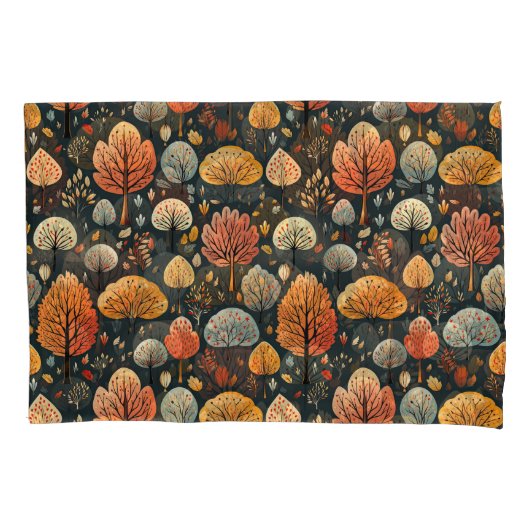 Donkerpatroon herfstbladeren sinaasappel herfst bo kussensloop (Voorkant-Links)