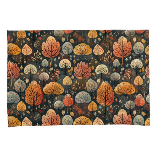 Donkerpatroon herfstbladeren sinaasappel herfst bo kussensloop (Voorkant-Rechts)