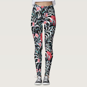 Donkerpatroon met bloemen leggings