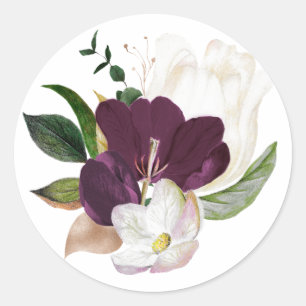 Donkerpruime Fluwelen Bloemen Ronde Sticker