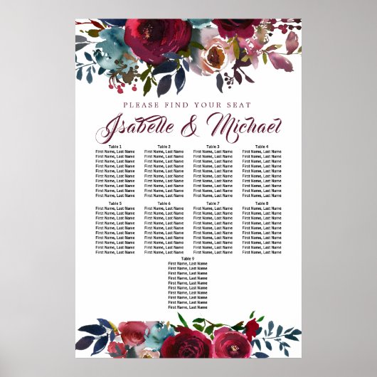 Donkerrode 9-tafel uithangbord poster (Voorkant)