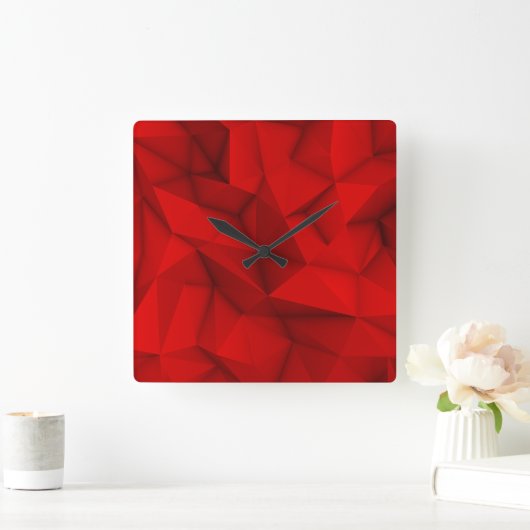 Donkerrode Abstracte Futuristische Koele Achtergro Vierkante Klok (Huis)