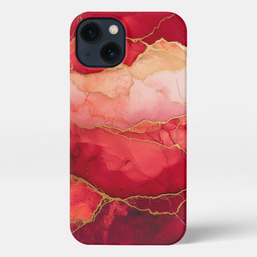 Donkerrode alcoholinkt Girly Gold iPhone Hoesje (Achterkant)