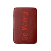 Donkerrode "Be Merry" badmat met optionele tekst (Voorkant Verticaal)