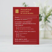 Donkerrode bestemming aankomst chinese bruiloft RSVP kaartje (Staand voorkant)