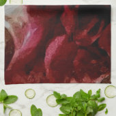 Donkerrode blaadolie theedoek (Gevouwen)