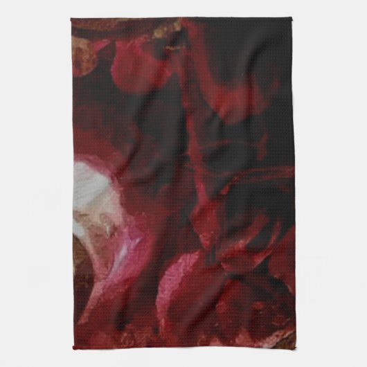 Donkerrode blaadolie theedoek (Verticaal)