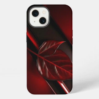 Donkerrode bladstructuur iPhone 13 achterkant omhu Hoesje