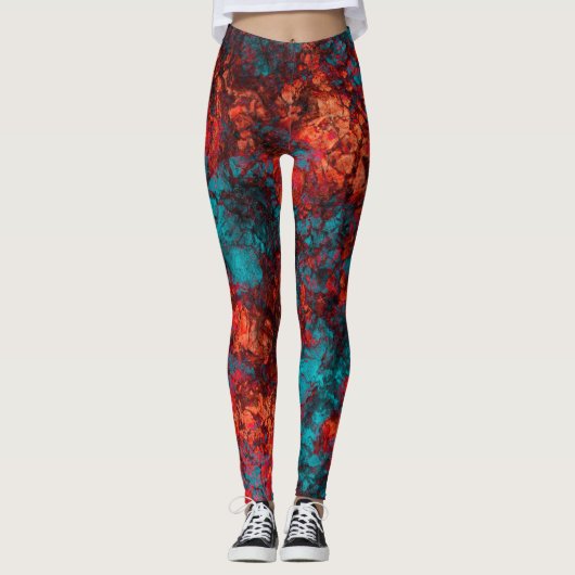 Donkerrode blauwe textuur, getextureerd, zacht mar leggings (Voorkant)