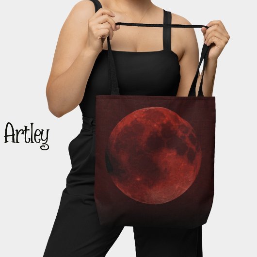 Donkerrode bloedmaan Graphic Tote Bag