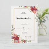 Donkerrode bloem huwelijksuitnodiging kaart (Staand voorkant)