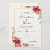 Donkerrode bloemen. Bloemen Eenvoudige bruiloft Kaart (Voorkant / Achterkant)