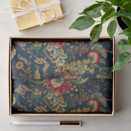 Donkerrode bloemen Chinoiserie Decoupage Tissuepapier (Geschenk)
