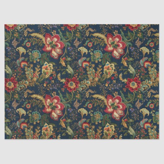 Donkerrode bloemen Chinoiserie Decoupage Tissuepapier (Voorkant)