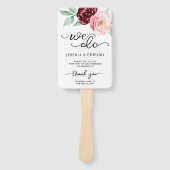 Donkerrode Bloemen Dank u Elegant Trouwprogramma Handwaaier (Voorkant)