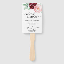 Donkerrode Bloemen Dank u Elegant Trouwprogramma Handwaaier