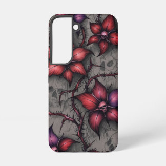 Donkerrode bloemen en doornige wijnstokken samsung galaxy hoesje