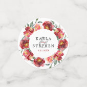 Donkerrode bloemen, met een deuk confetti (Kleine voorkant)