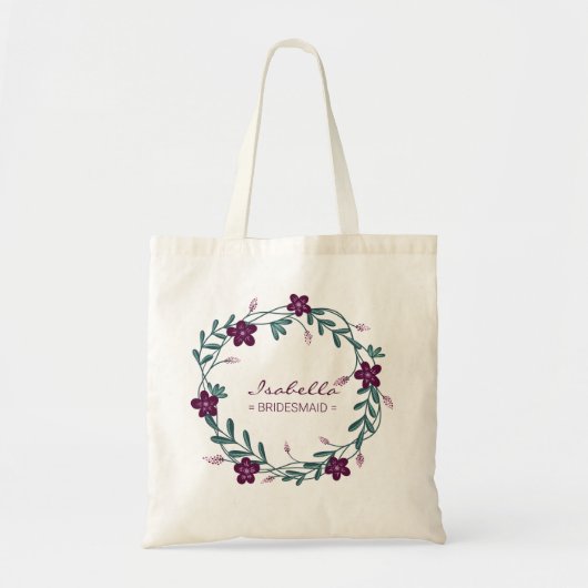 Donkerrode Bloemen Tote Bag (Voorkant)