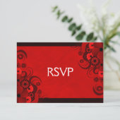 Donkerrode bloemengotiek Elegante RSVP-reactie Kaa RSVP Kaartje (Staand voorkant)