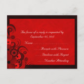 Donkerrode bloemengotiek Elegante RSVP-reactie Kaa Uitnodiging Briefkaart (Achterkant)