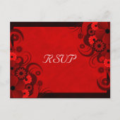 Donkerrode bloemengotiek Elegante RSVP-reactie Kaa Uitnodiging Briefkaart (Voorkant)