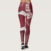 Donkerrode Bloemenkant AI art Leggings (Achterkant)