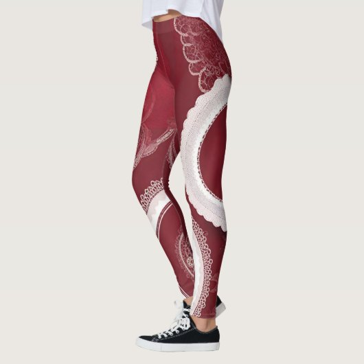 Donkerrode Bloemenkant AI art Leggings (Links)