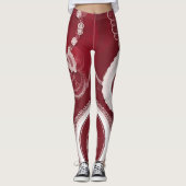 Donkerrode Bloemenkant AI art Leggings (Voorkant)
