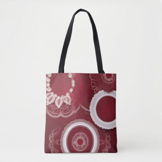 Donkerrode Bloemenkant AI art Tote Bag (Voorkant)