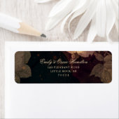 Donkerrode bloemgotische boho retouradres etiket (Insitu)