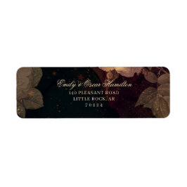 Donkerrode bloemgotische boho retouradres etiket