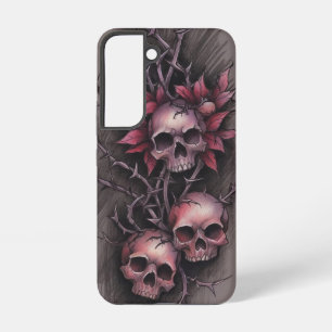 Donkerrode bloemige kunst samsung galaxy hoesje