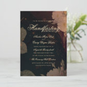 Donkerrode Botanische Gotische Boho Bloemen Handva Kaart (Staand voorkant)