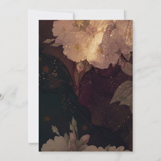 Donkerrode Botanische Gotische Boho Bloemen Handva Kaart (Achterkant)