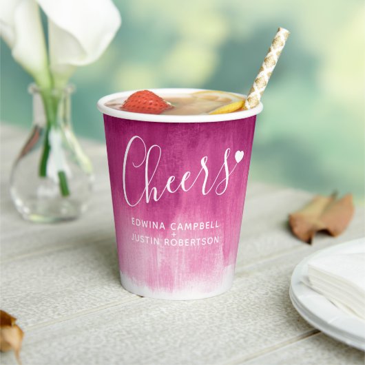 Donkerrode bruine abstracte bruiloft papieren bekers (Insitu)