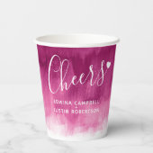 Donkerrode bruine abstracte bruiloft papieren bekers (Achterkant)