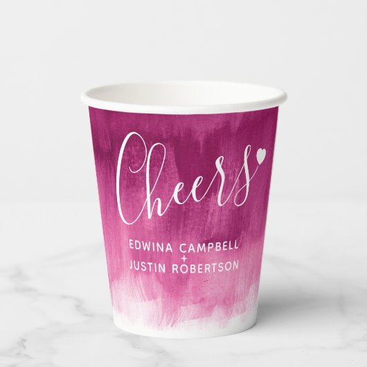 Donkerrode bruine abstracte bruiloft papieren bekers (Achterkant)