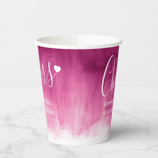 Donkerrode bruine abstracte bruiloft papieren bekers (Links)