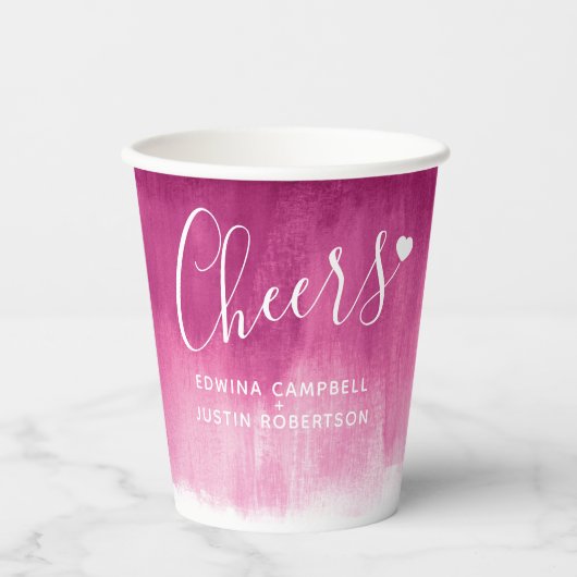 Donkerrode bruine abstracte bruiloft papieren bekers (Voorkant)