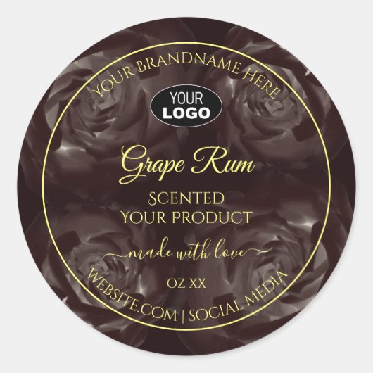 Donkerrode bruine vlekvormende Rozen Productlabels Ronde Sticker (Voorkant)