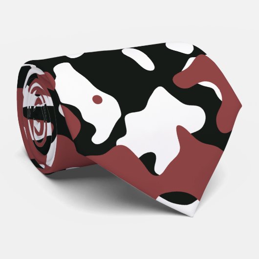 Donkerrode camouflage in zwart en wit stropdas (Opgerold)